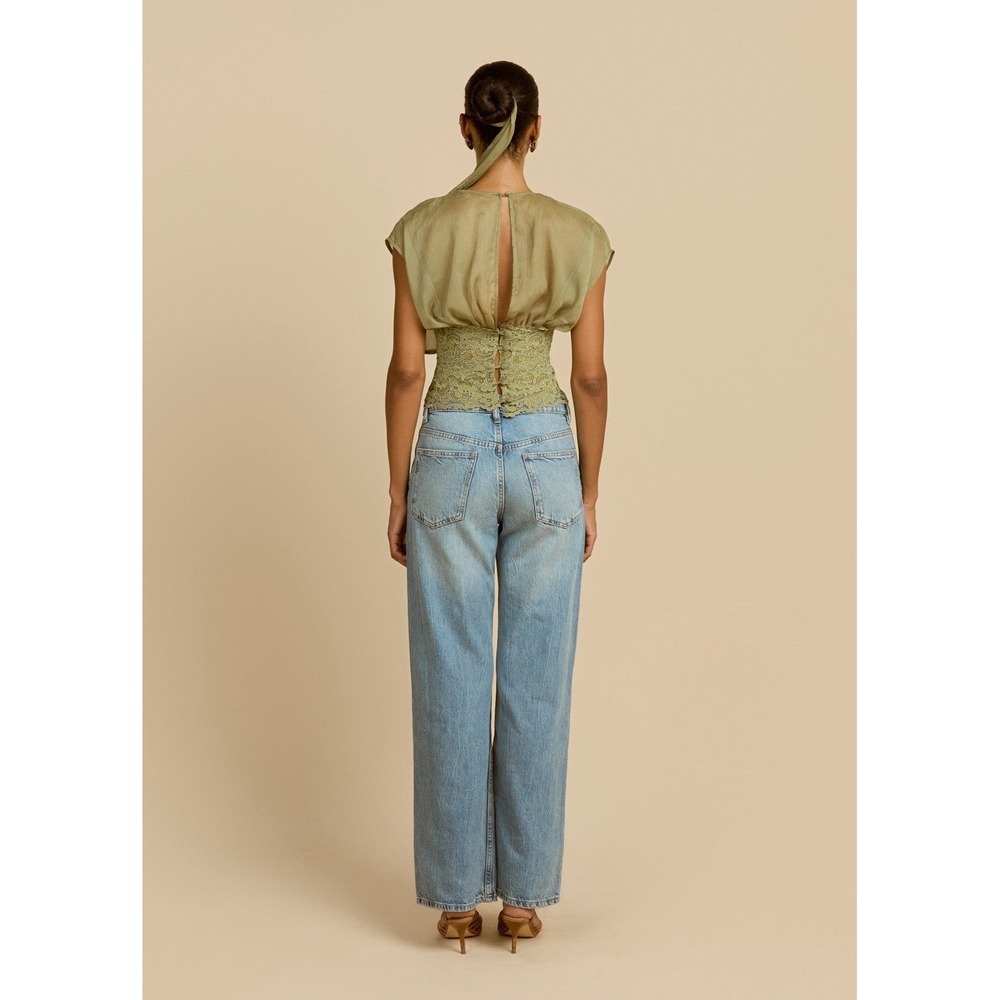 NWT Arcina Ori ALLEGRA TOP PISTACHIO Women's Blouse Sheer Size XS Retails $290 - Picture 3 of 14